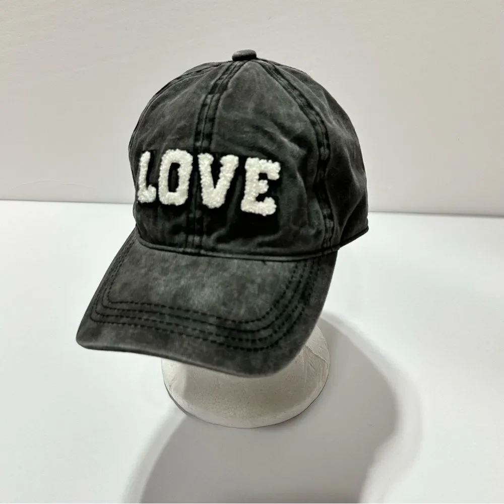 David and Young Gray Baseball Hat Cap Fashion Hat LOVE Logo Chambray Denim Style